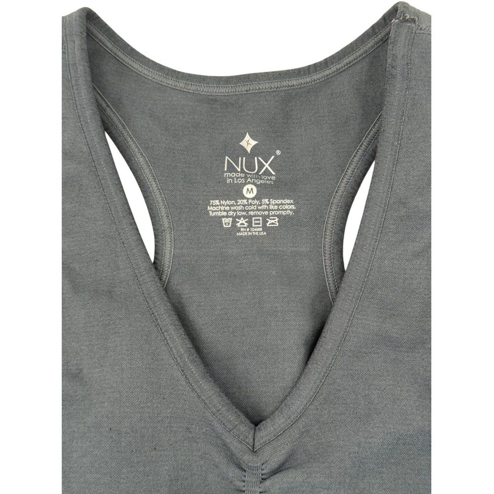NUX Cropped V-Neck Sports Bra‎ Gray Blue Medium NWOT - Picture 5 of 8